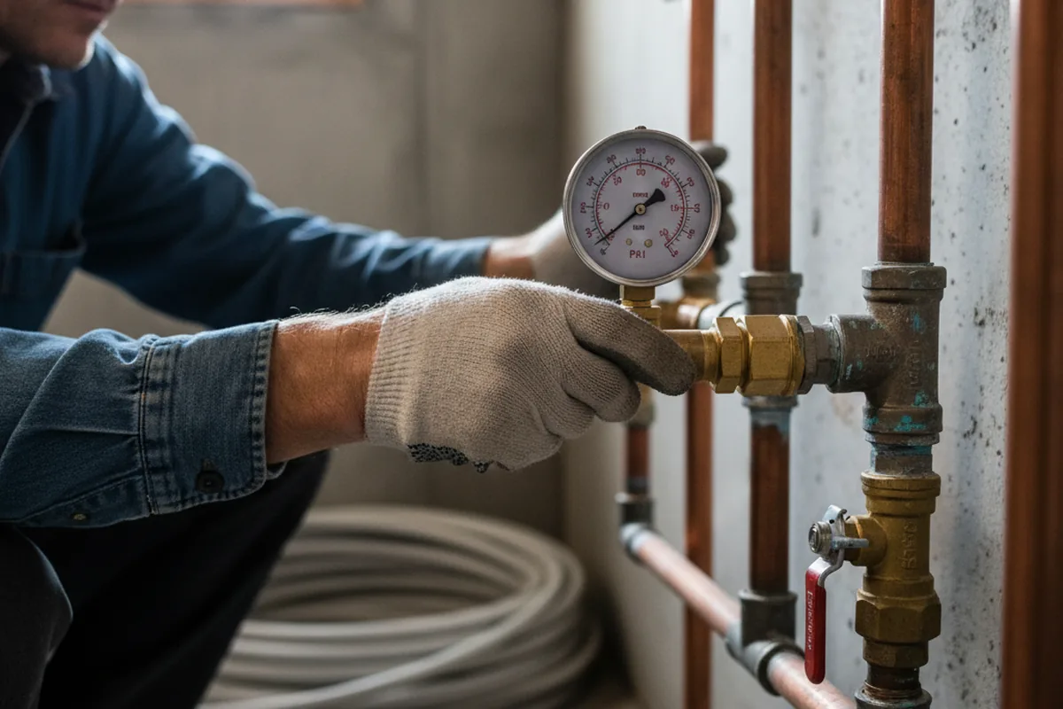 Pressure testing a repaired line during Water Line Repair in Lynnfield